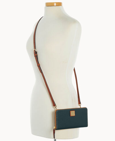 Pebble Grain Large Zip Around Wristlet Crossbody