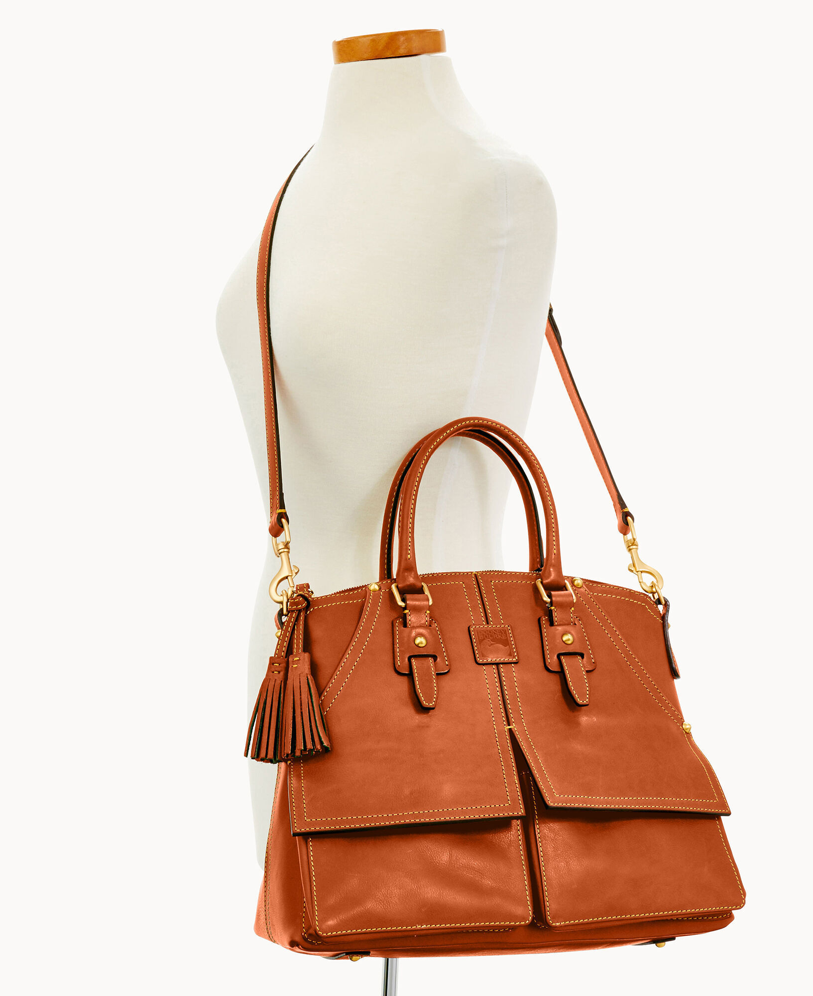 Dooney & Bourke Florentine Leather Tasseled Satchel Bag