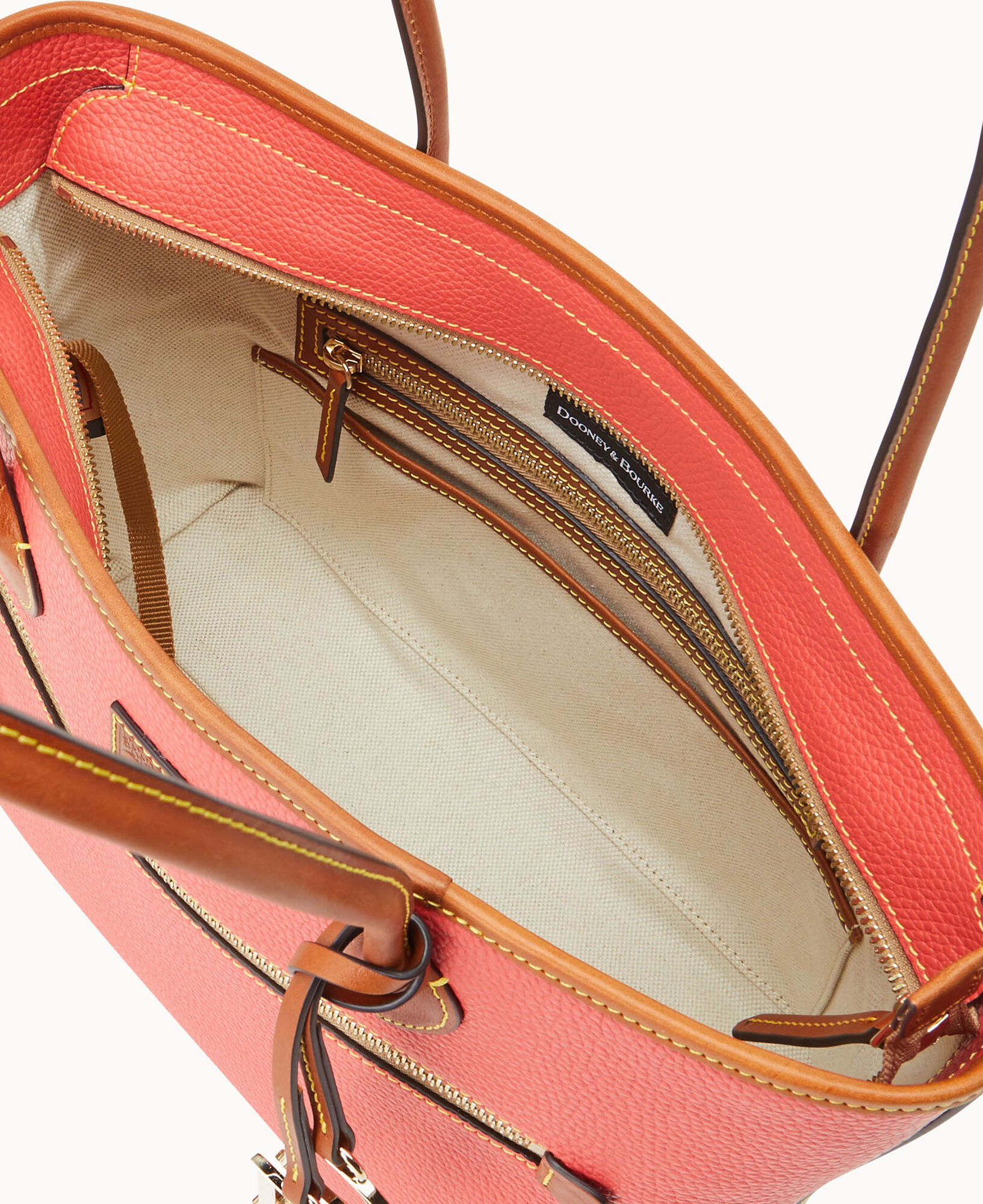 Dooney Bourke Pink Pebble All Weather Leather Handbag Dual Strap Top Zipper