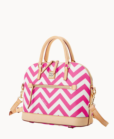 Chevron Domed Zip Satchel