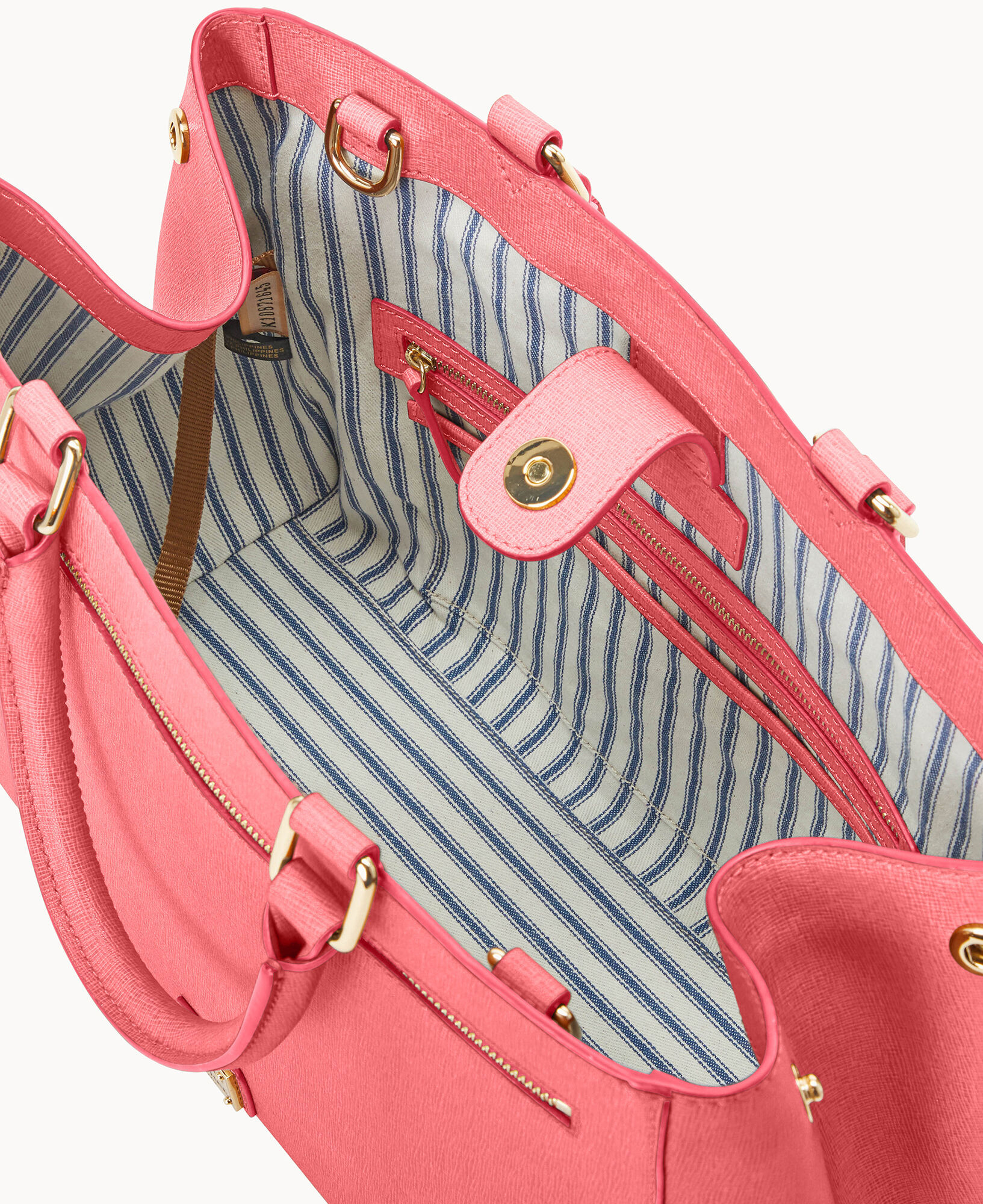 Dooney & Bourke Saffiano Domed Zip Satchel (Coral) Handbags - ShopStyle