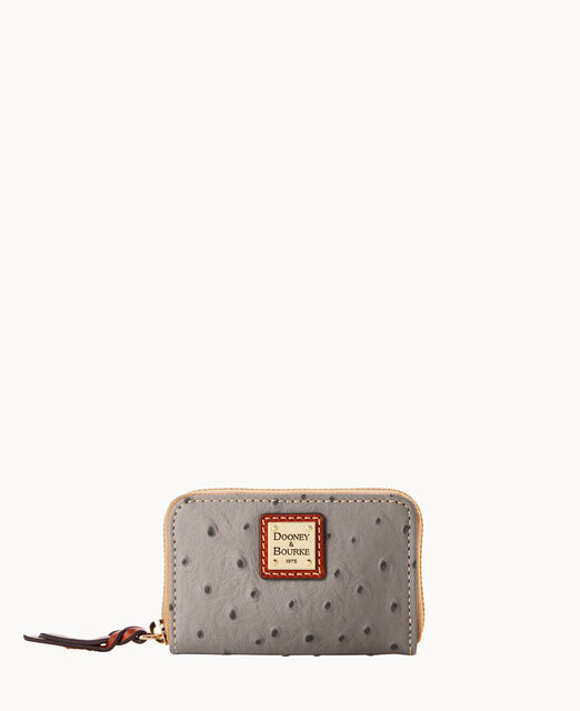 Ostrich Large Zip Around Credit Card Case