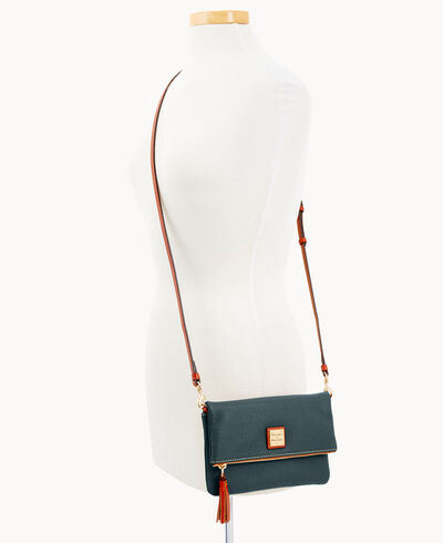 Pebble Grain Foldover Zip Crossbody