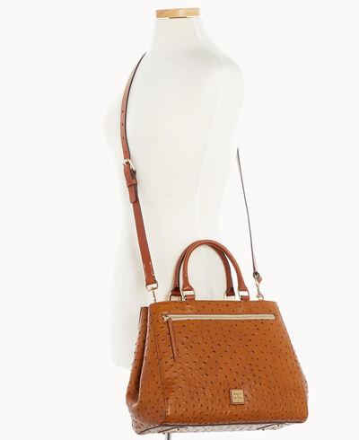 Ostrich Zip Satchel