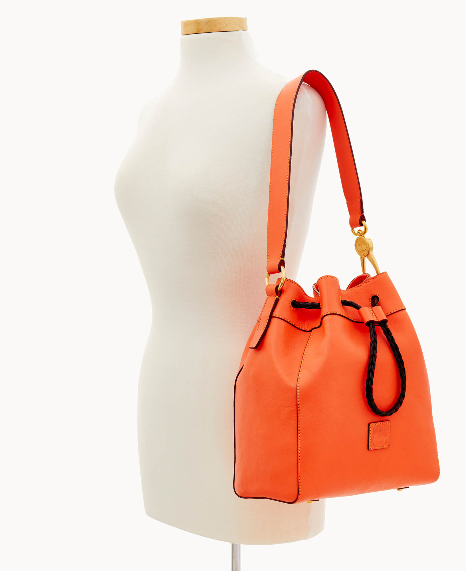 Vintage embossed elephants oversized orange leather handbags