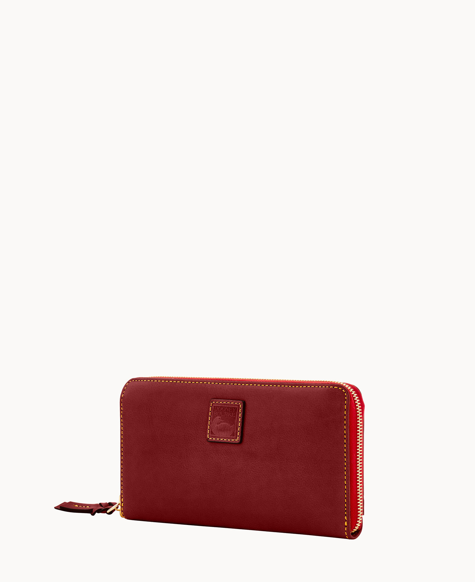 Dooney & Bourke Pebble Leather Large Zip Around Wristlet - Red
