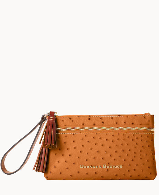 Ostrich Double Zip Wristlet