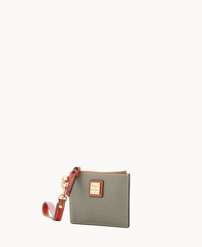 Pebble Grain Top Zip Card Case Wristlet