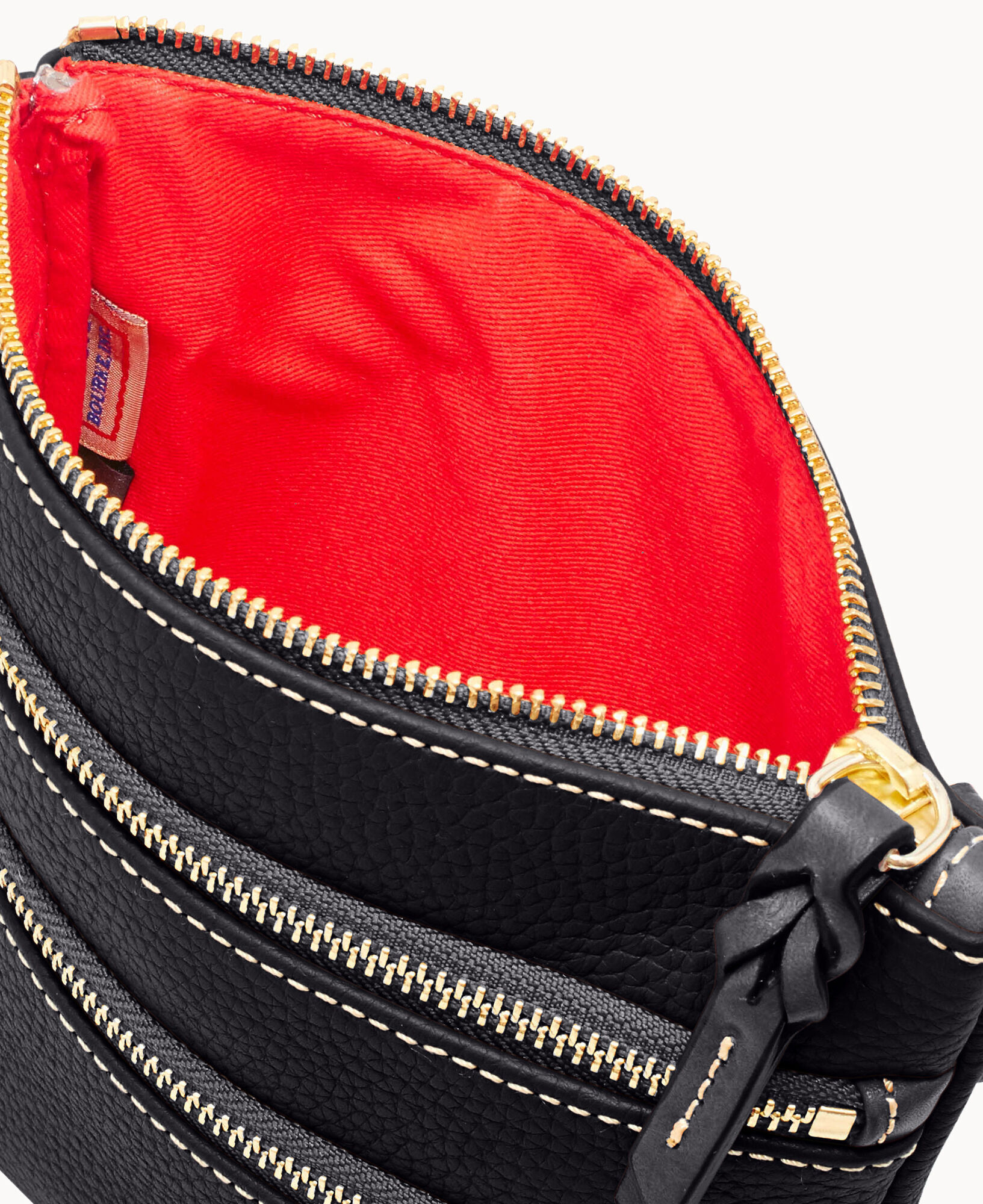 Dooney & Bourke Handbag, Pebble Grain Triple Zip Crossbody - Black: Handbags