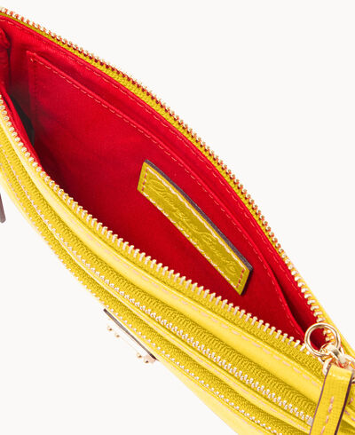 Saffiano Triple Zip Wristlet