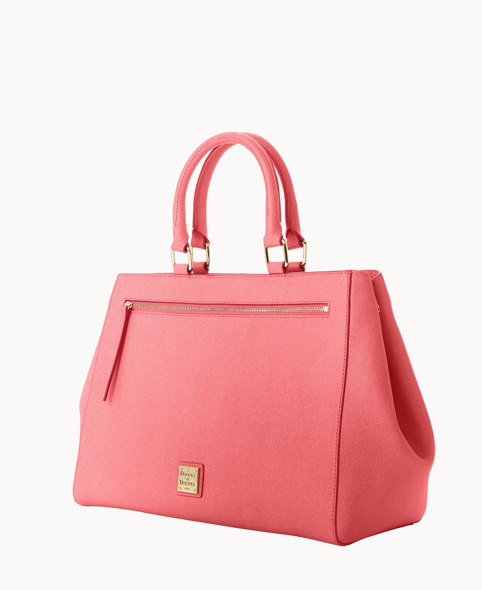 Dooney & Bourke Saffiano Domed Zip Satchel (Coral) Handbags - ShopStyle