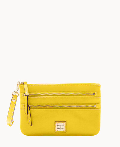 Saffiano Triple Zip Wristlet