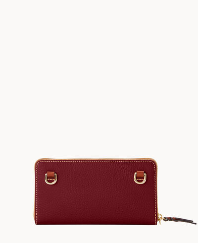 Pebble Grain Large Zip Around Wristlet Crossbody