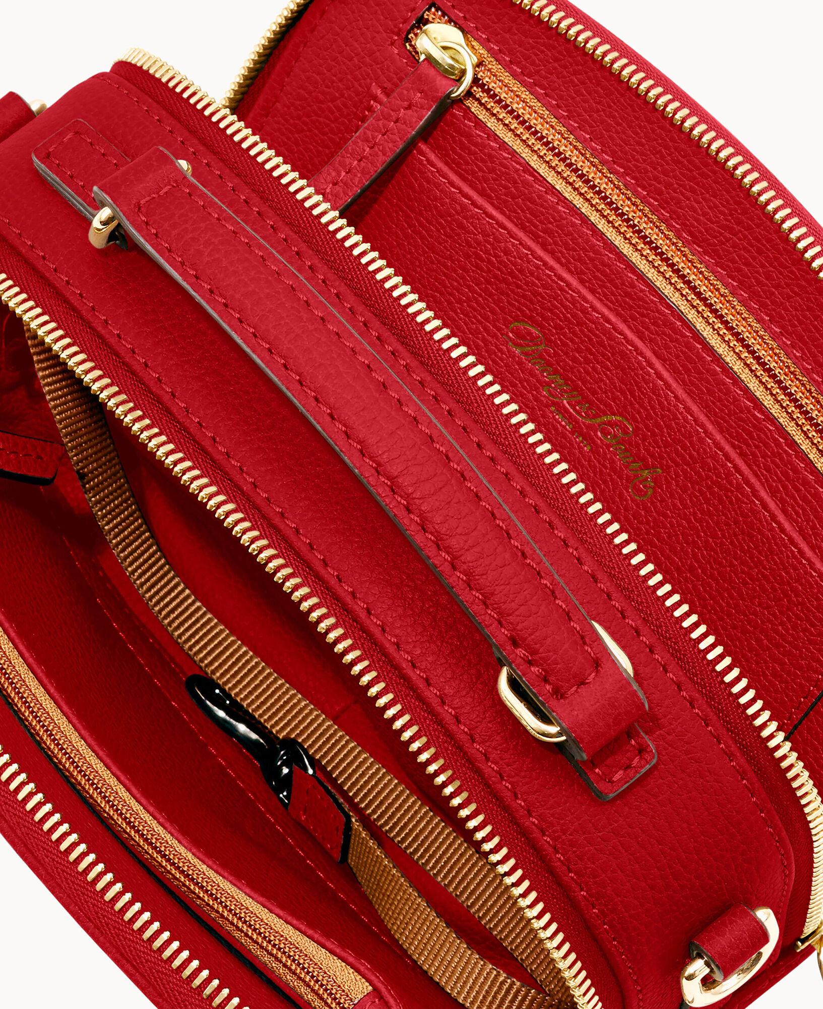 Ostrich Leather Pocket Pounch L27 with Double Zip Wide Opening Top Handle Bags Super-Versatile