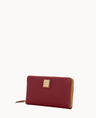 Pebble Grain Large Zip Around Wristlet Crossbody