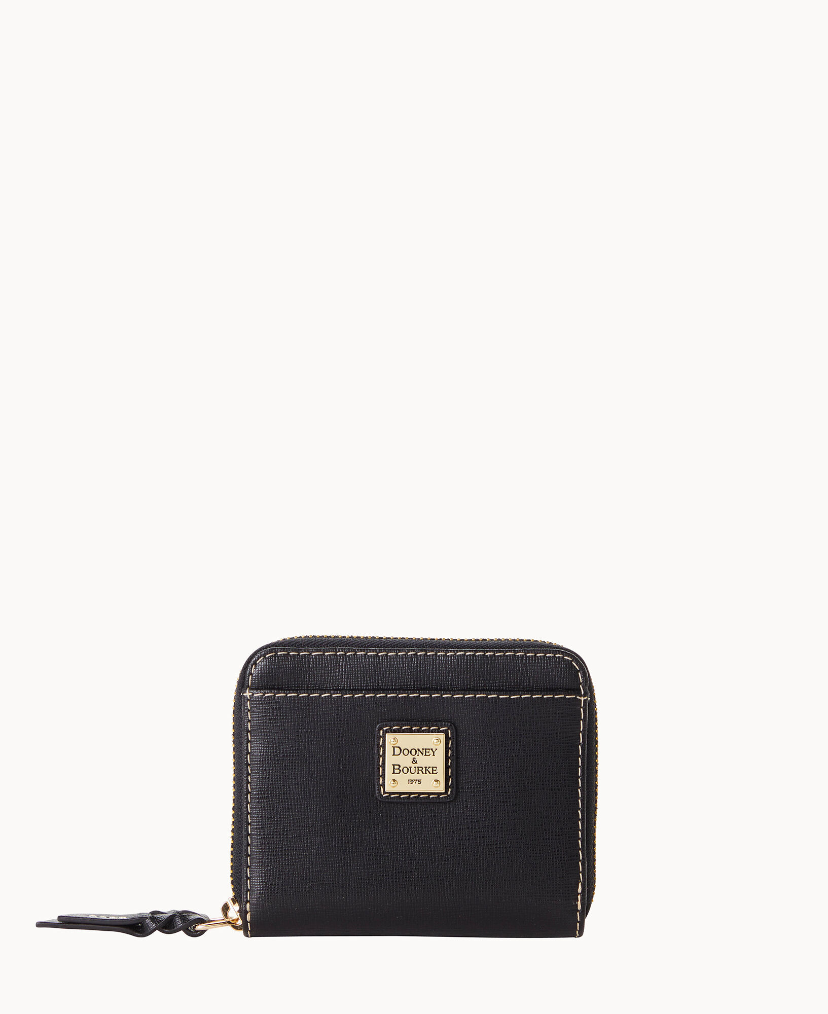 Black Saffiano Leather Zip Around Wallet