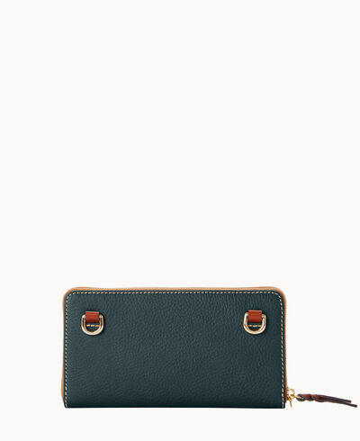 Pebble Grain Large Zip Around Wristlet Crossbody