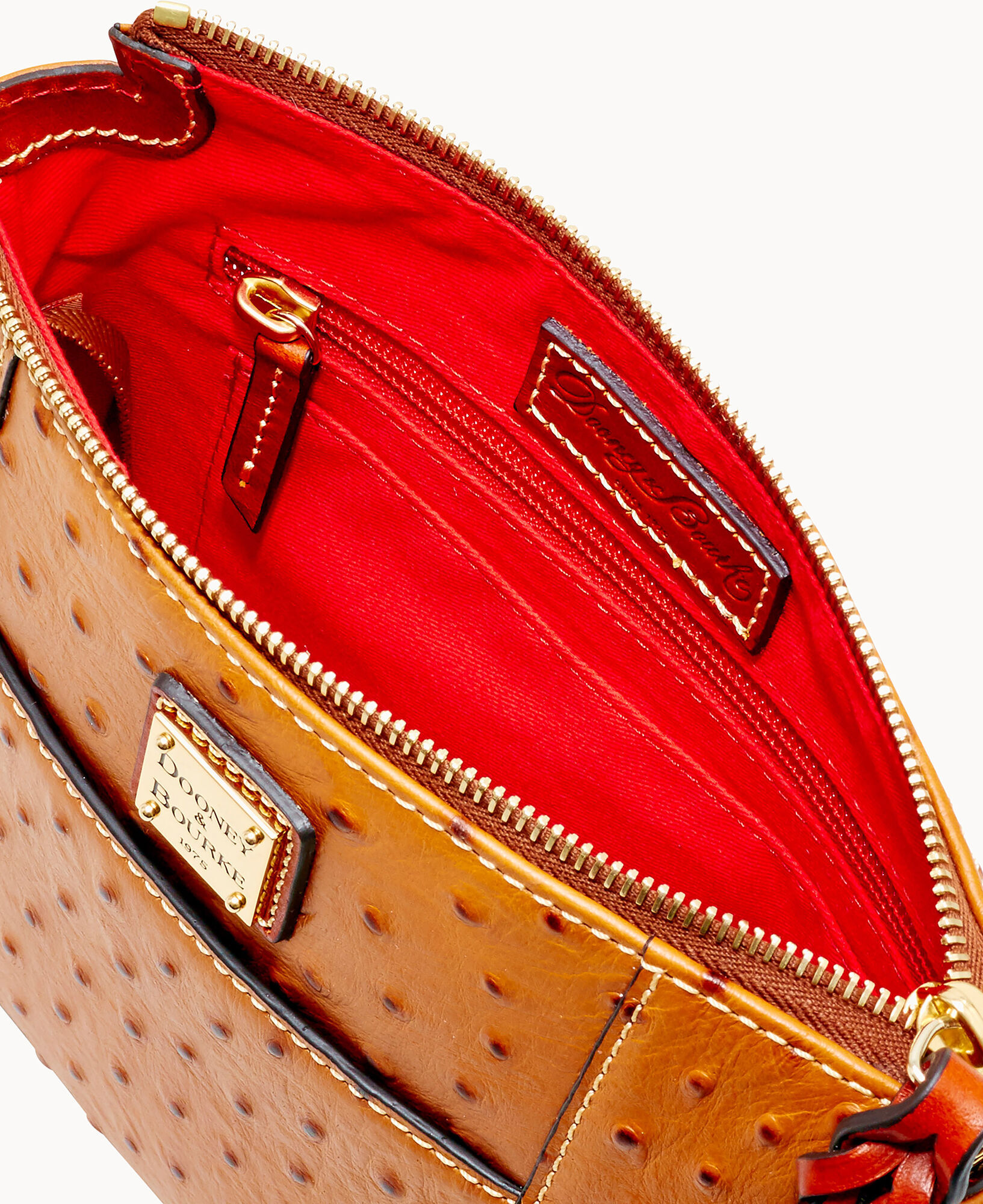 Dooney & Bourke Purse Ostrich Leather Handbag Orange Leather 