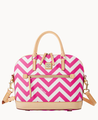 Chevron Domed Zip Satchel