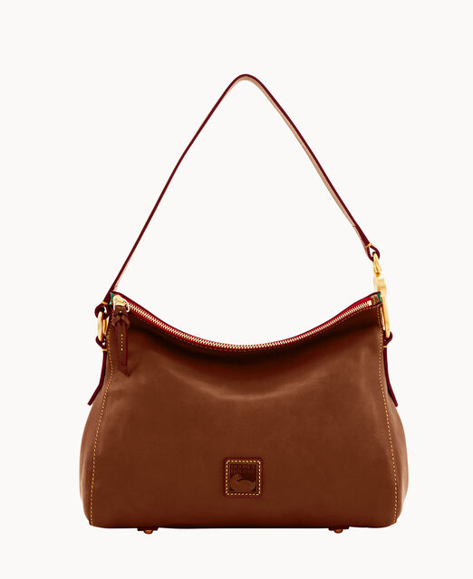 Dooney & Bourke, Bags, Dooney Bourke Florentine Leather Twist Sac  Shoulder Bag Chestnut