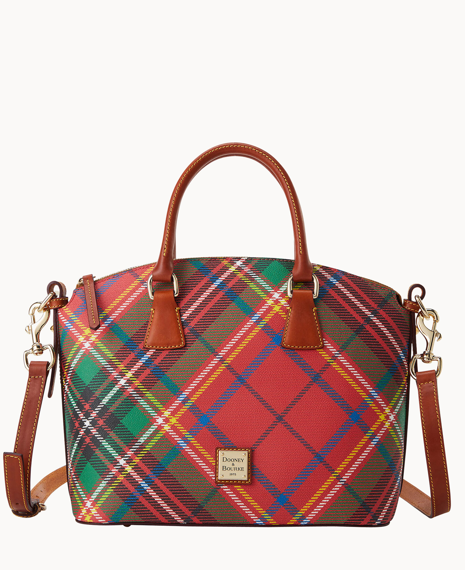 Sale Dooney and Bourke Pink Plaid Dome Satchel