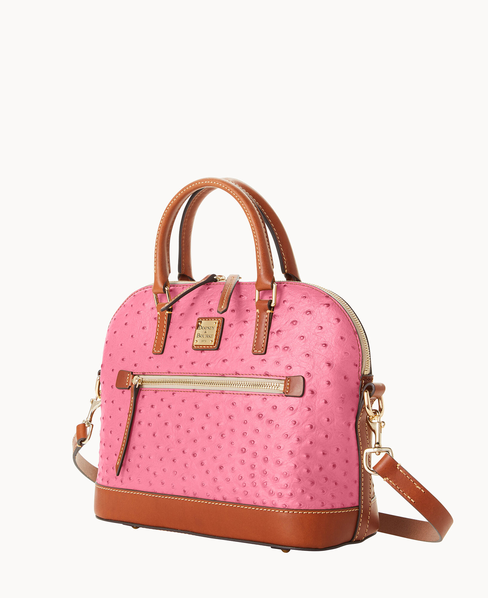 Dooney & Bourke Ostrich Domed Zip Satchel Bag