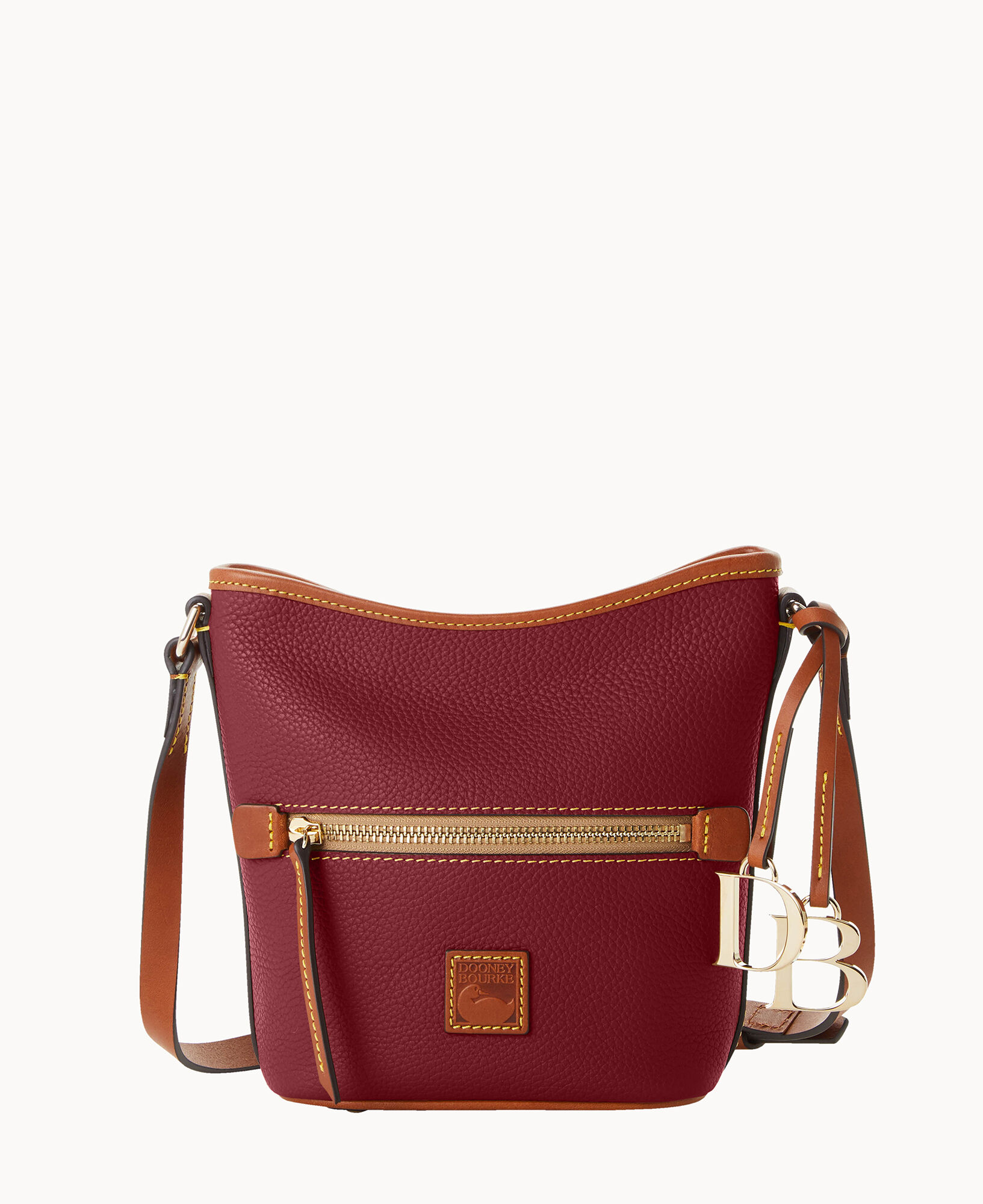 Dooney & Bourke Handbag, Pebble Grain Small Zip Crossbody - Bark: Handbags