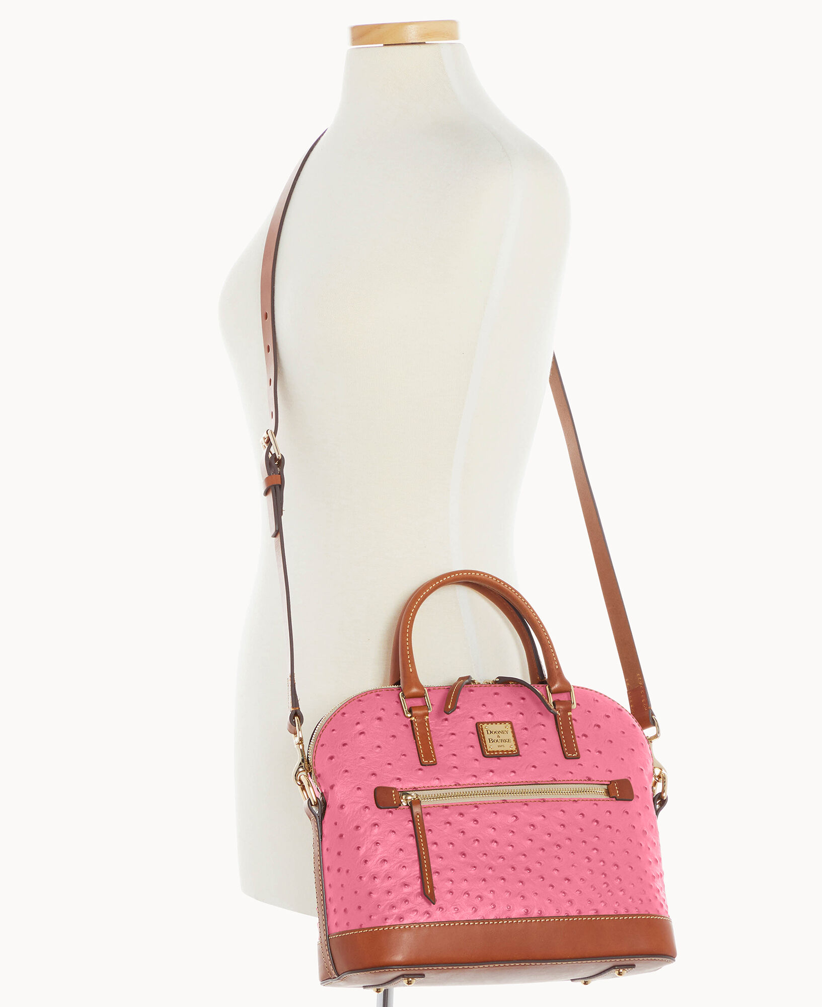 Dooney & Bourke Ostrich Domed Zip Satchel Bag