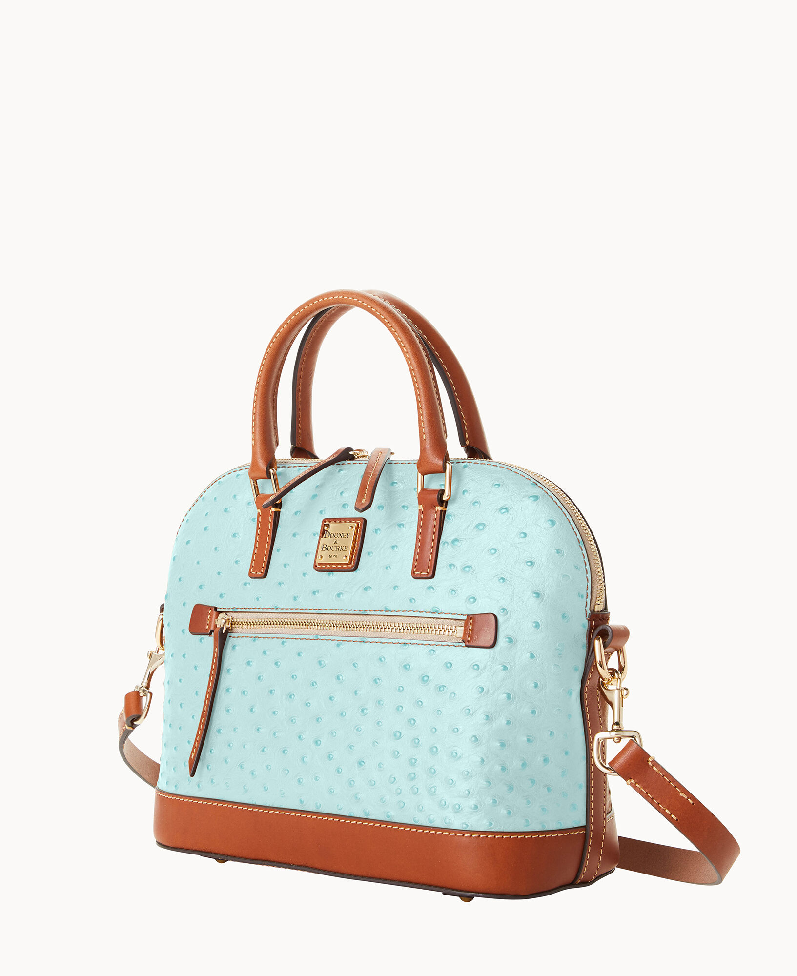 Dooney & Bourke Ostrich Domed Zip Satchel Bag