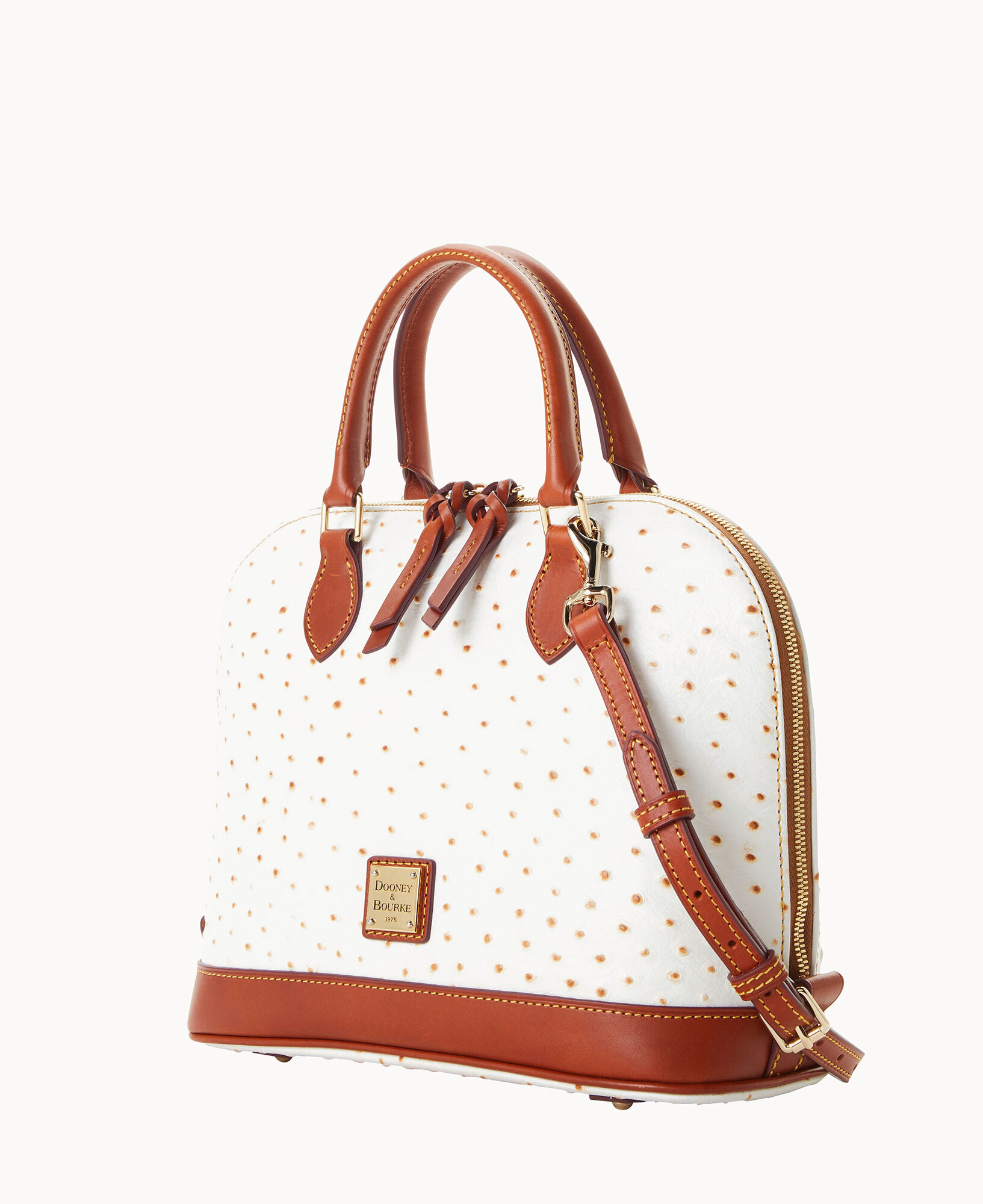 Ostrich Domed Zip Satchel