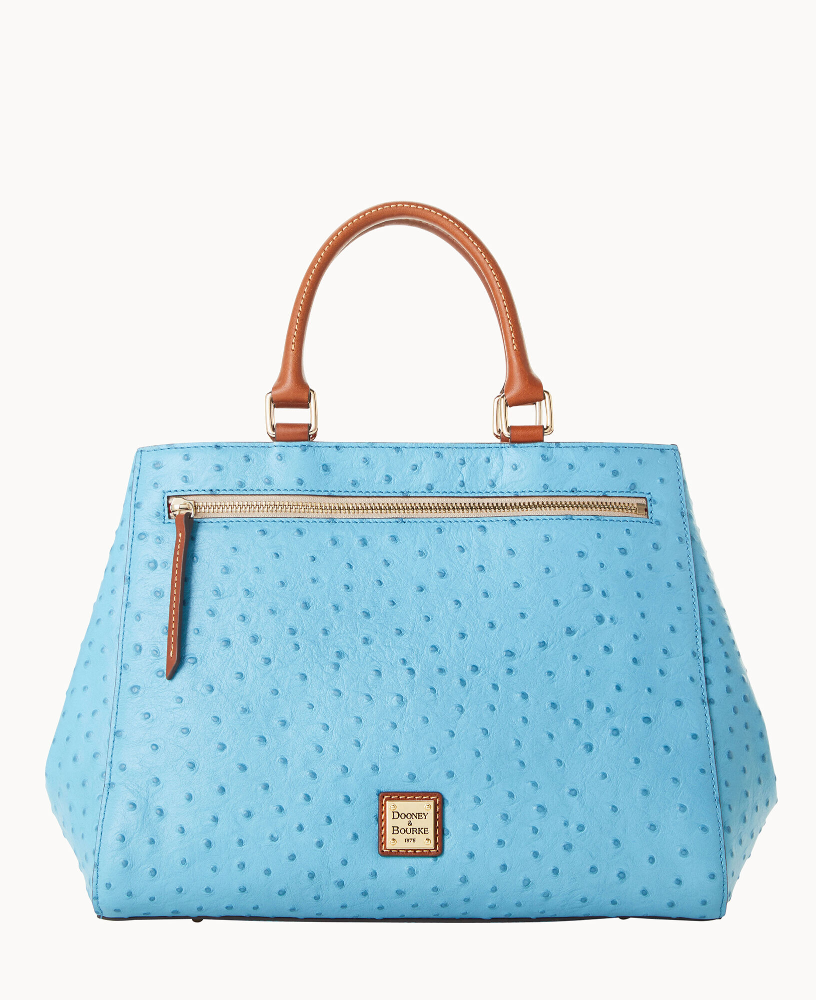 Dooney & Bourke Ostrich Zip factory Zip Satchel in caribbean blue Leather