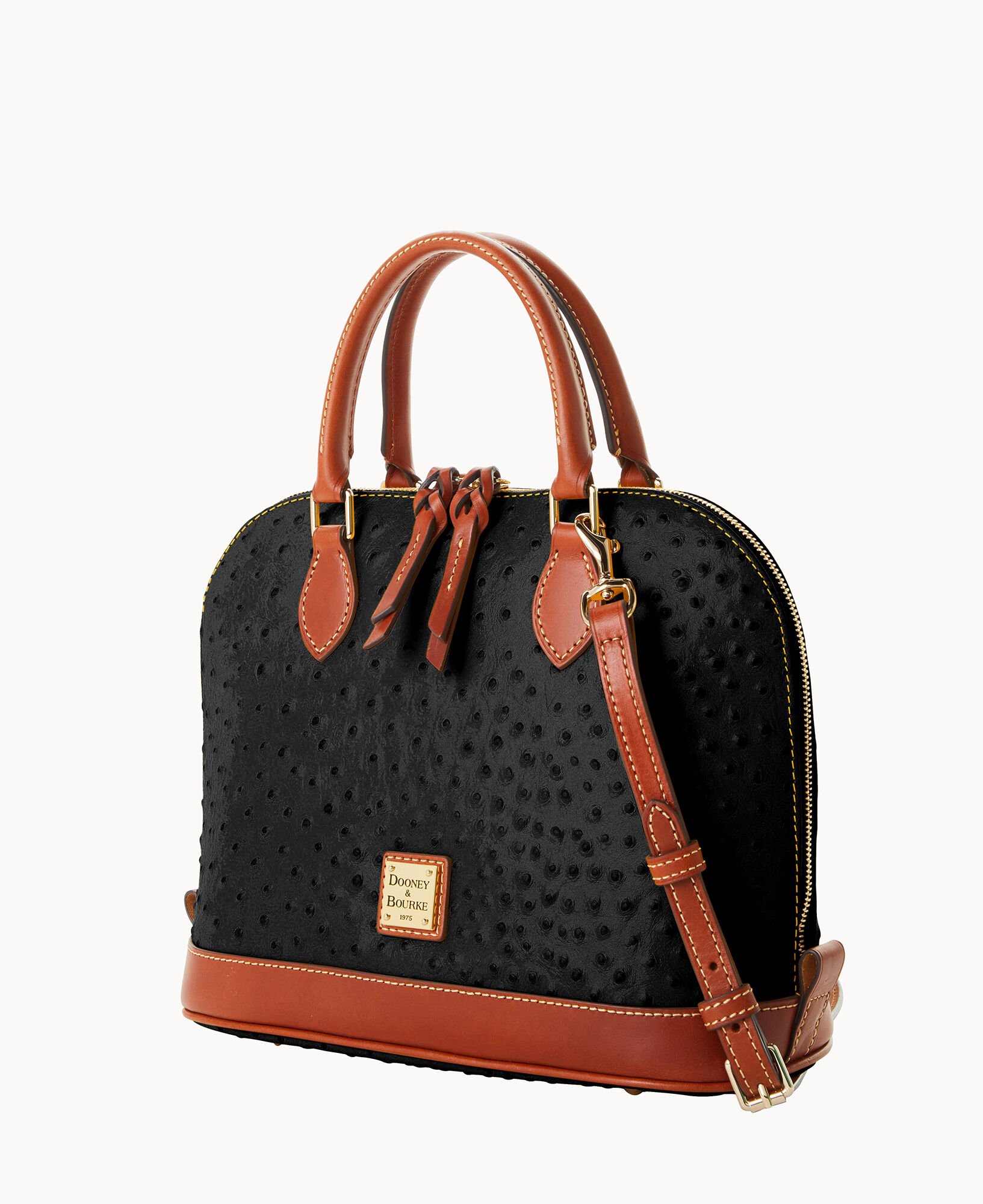 Dooney & Bourke Ostrich Domed Zip Satchel Bag