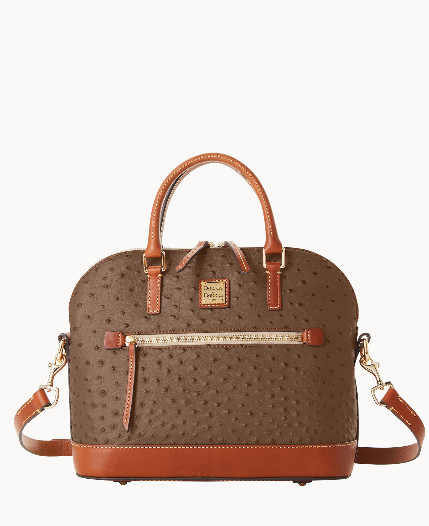 Dooney & Bourke Denison Beacon Domed Satchel in Espresso Exotic Leather shops