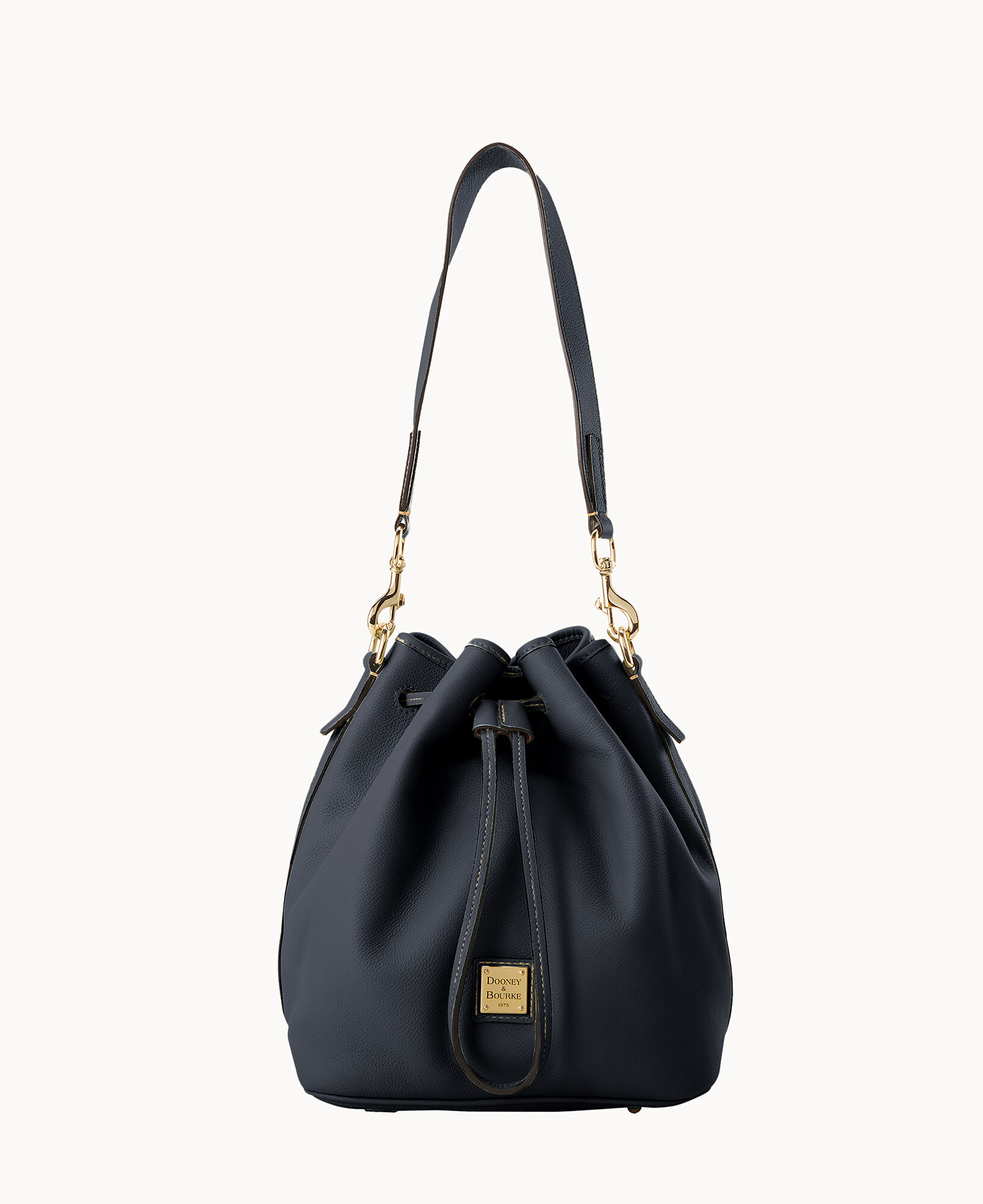 Dooney & Bourke shops Black Pebbled Leather Bucket Bag Shoulder Bag Drawstring Close