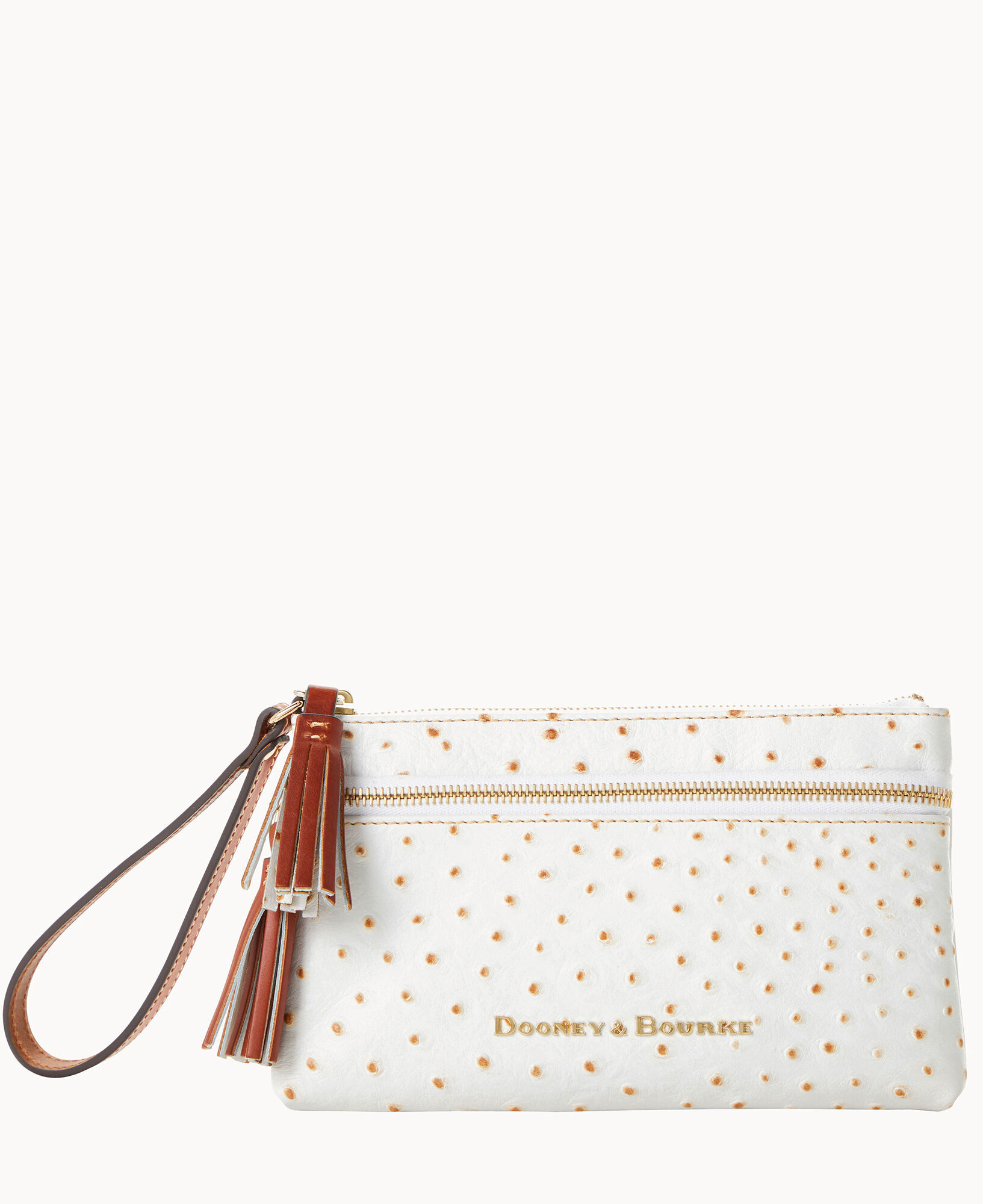 Dooney & Bourke Grey Ostrich Clutch offers Double Zip Wrist Wallet