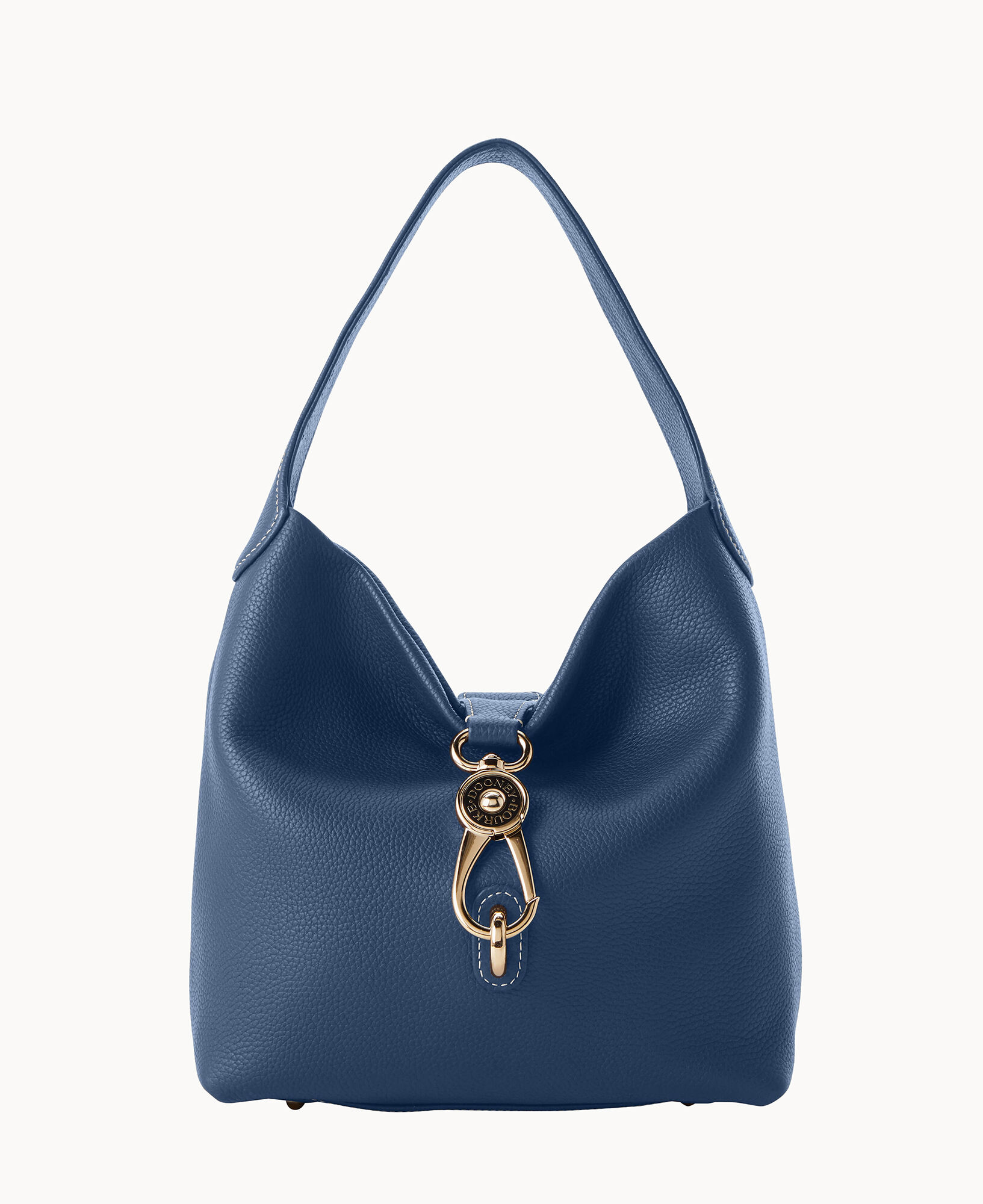 Outlet Dooney & Bourke Pebble Grain Logo Lock Shoulder Bag Navy Blue