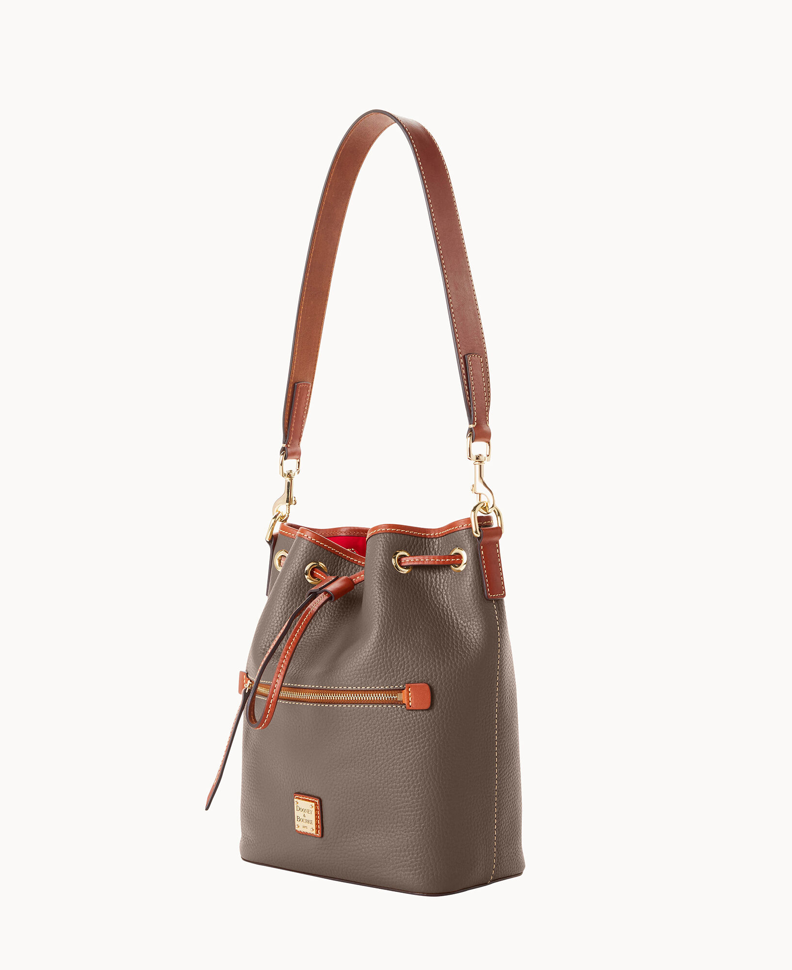 Dooney & Bourke Handbag, Pebble Grain Drawstring - Bark: Handbags