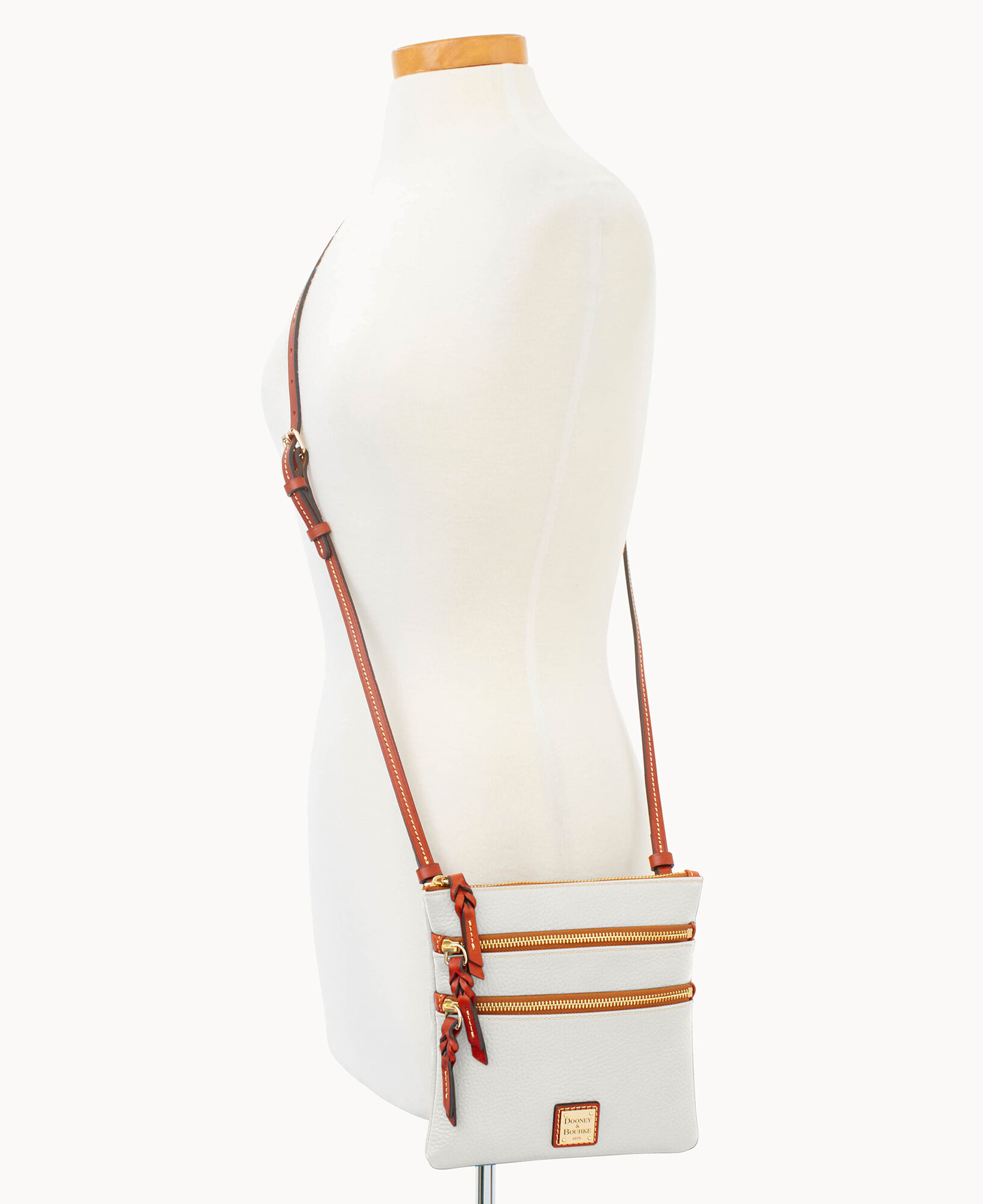 Dooney & Bourke Handbag, Pebble Grain Triple Zip Crossbody - Black:  Handbags